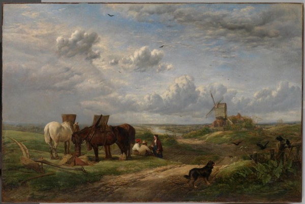 Landscape of harvesting the crops by Richard Ansdell